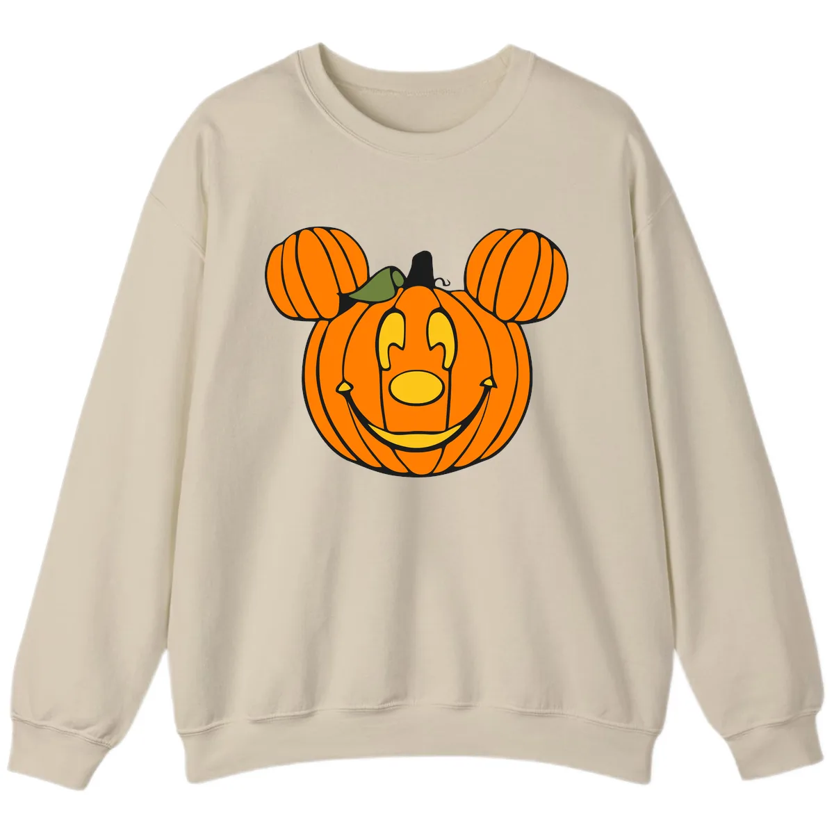 Mickey Pumpkin Halloween Jack-o-Lantern Sweatshirt in Sand
