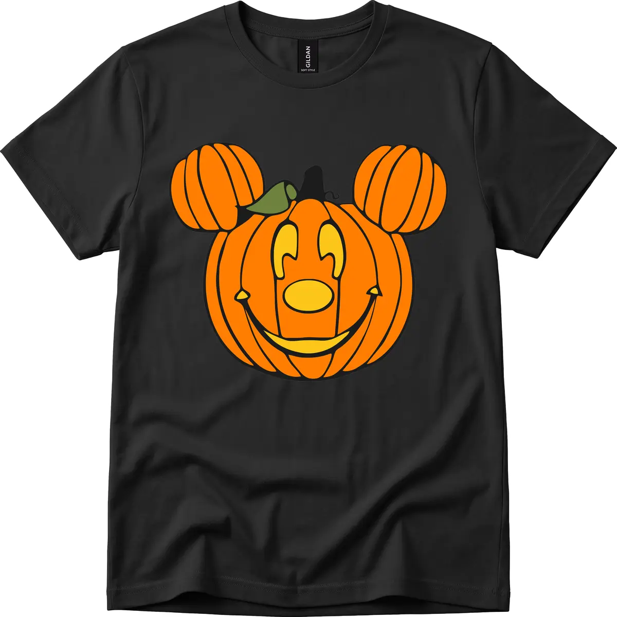 Mickey Pumpkin Halloween Jack-o-Lantern T-Shirt in Black