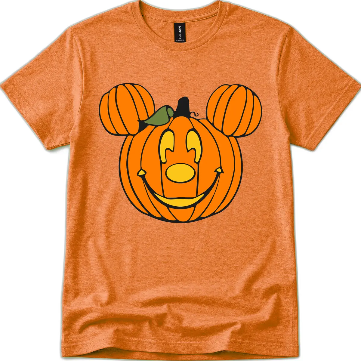 Mickey Pumpkin Halloween Jack-o-Lantern T-Shirt in Heather Orange
