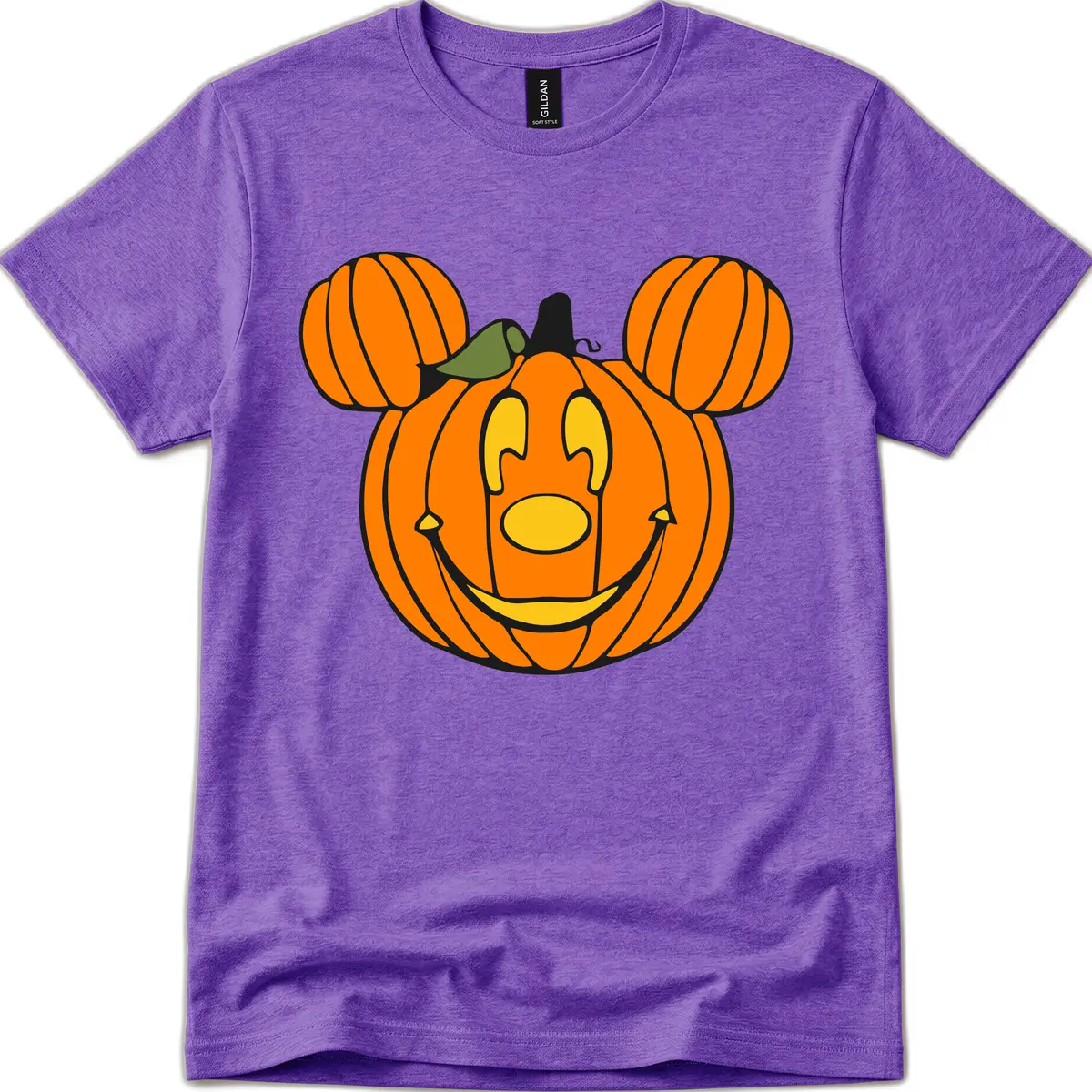 Mickey Pumpkin Halloween Jack-o-Lantern T-Shirt in Heather Purple