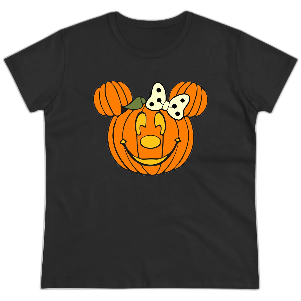 Minnie Pumpkin Halloween Ladies Tee in Black