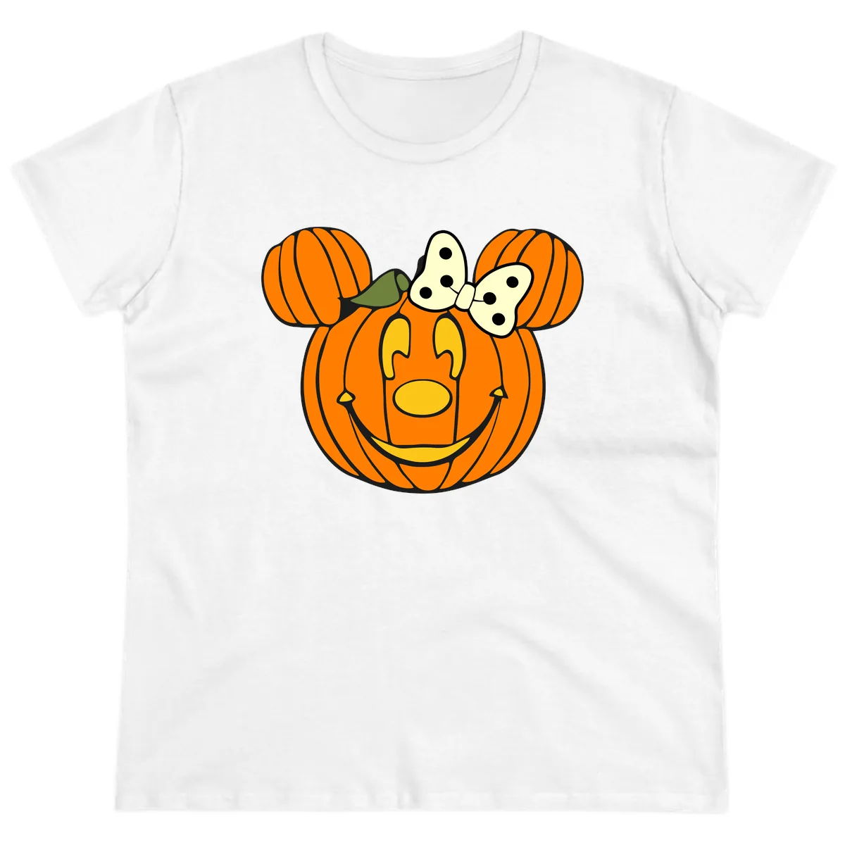 Minnie Pumpkin Halloween Ladies Tee in White