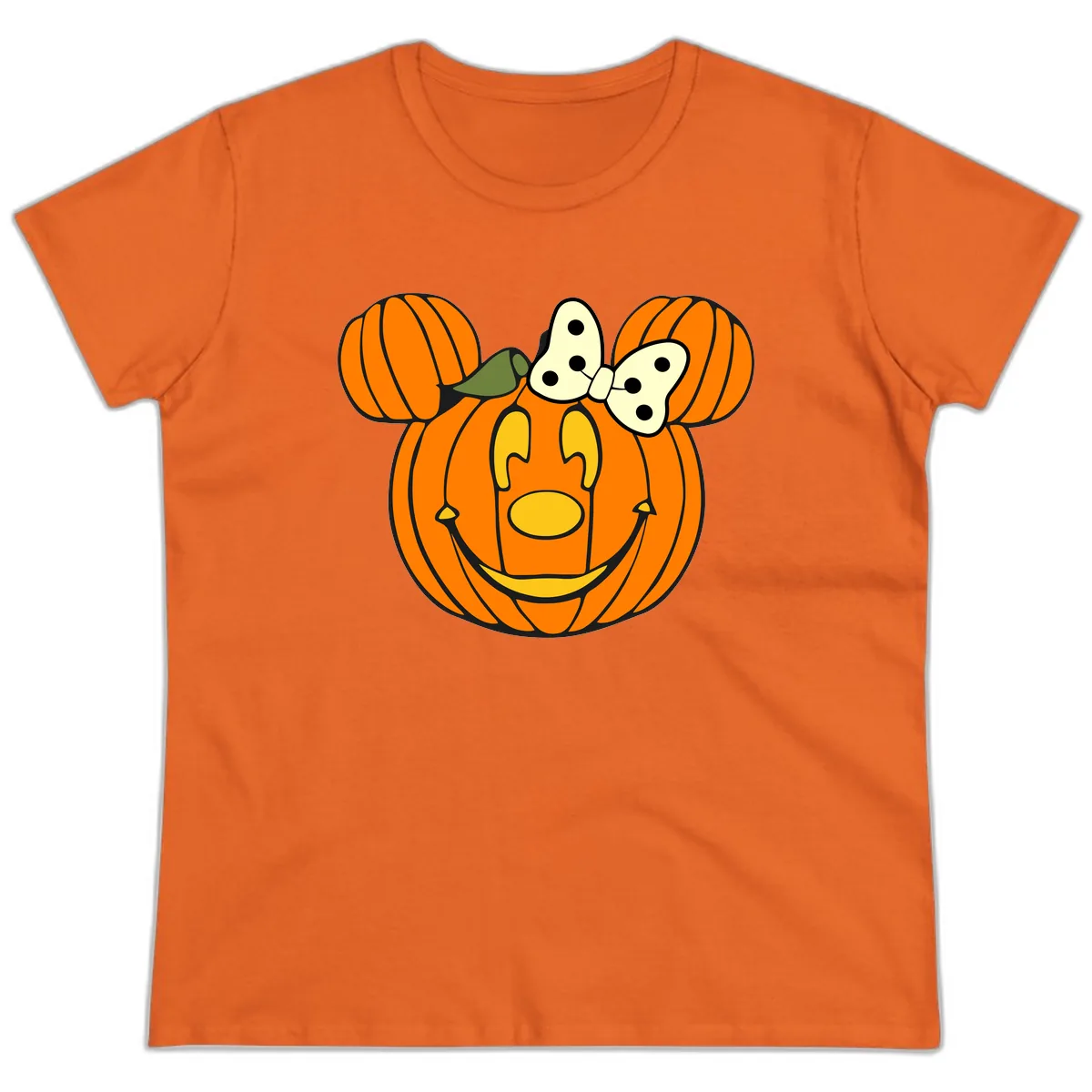 Minnie Pumpkin Halloween Ladies Tee in Orange