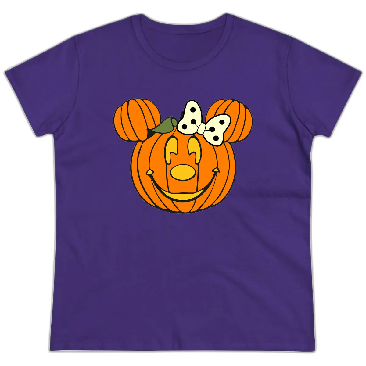 Minnie Pumpkin Halloween Ladies Tee in Purple