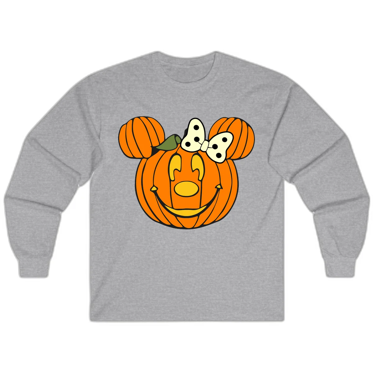 Minnie Pumpkin Halloween Long Sleeve in Sport Grey