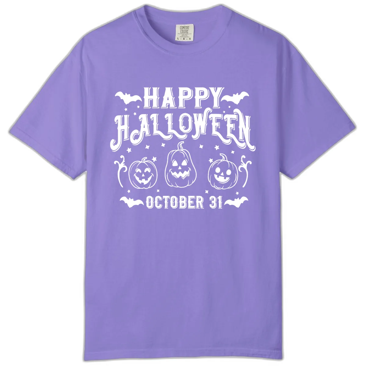 Happy Halloween Spooky Pumpkins Comfort Color in Violet