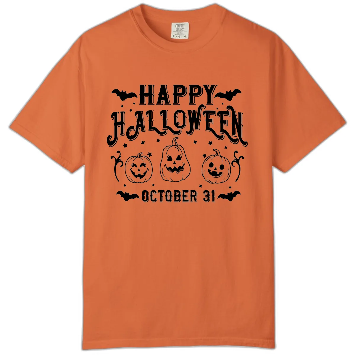 Happy Halloween Spooky Pumpkins Comfort Color in Burnt Orange