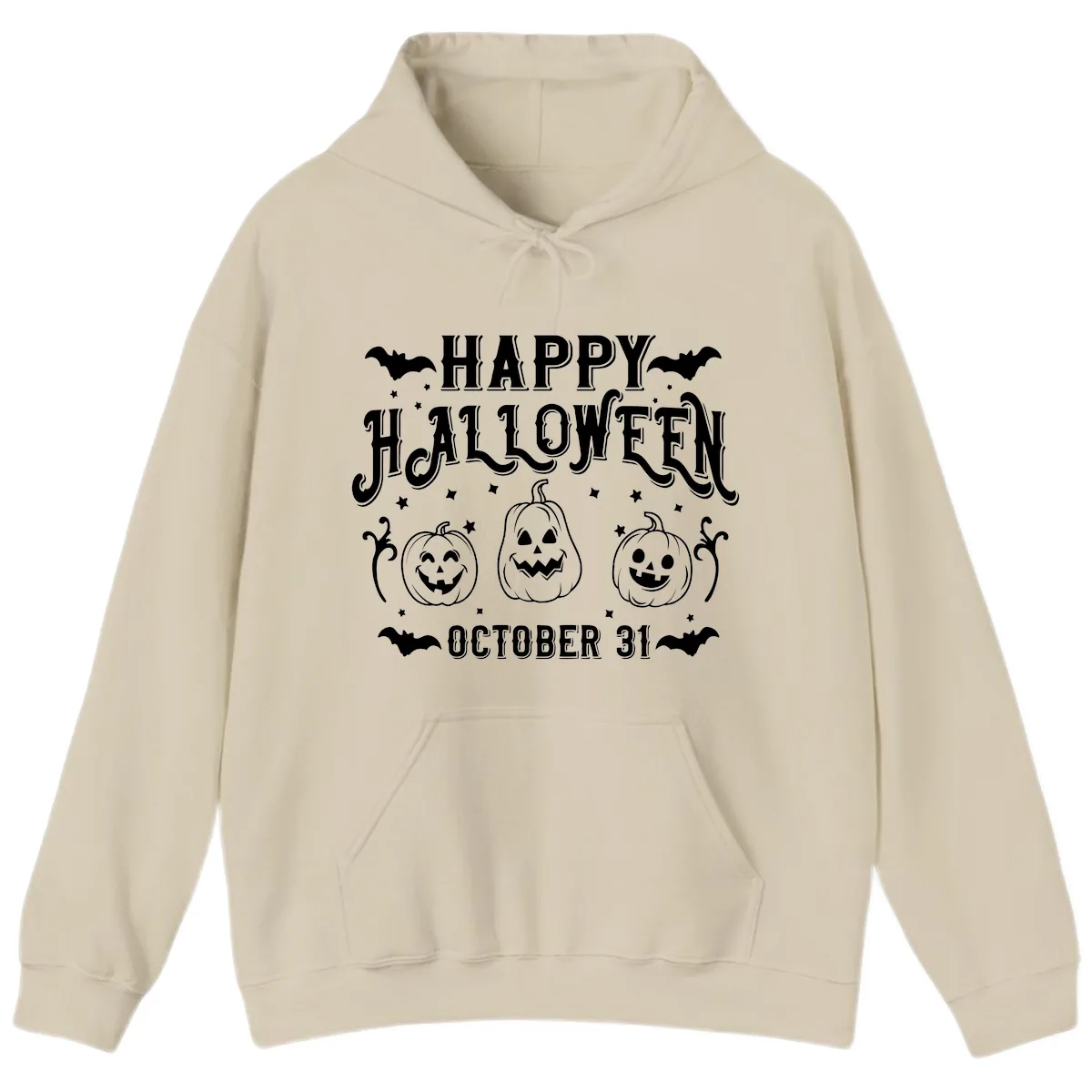 Happy Halloween Spooky Pumpkins Hoodie in Sand