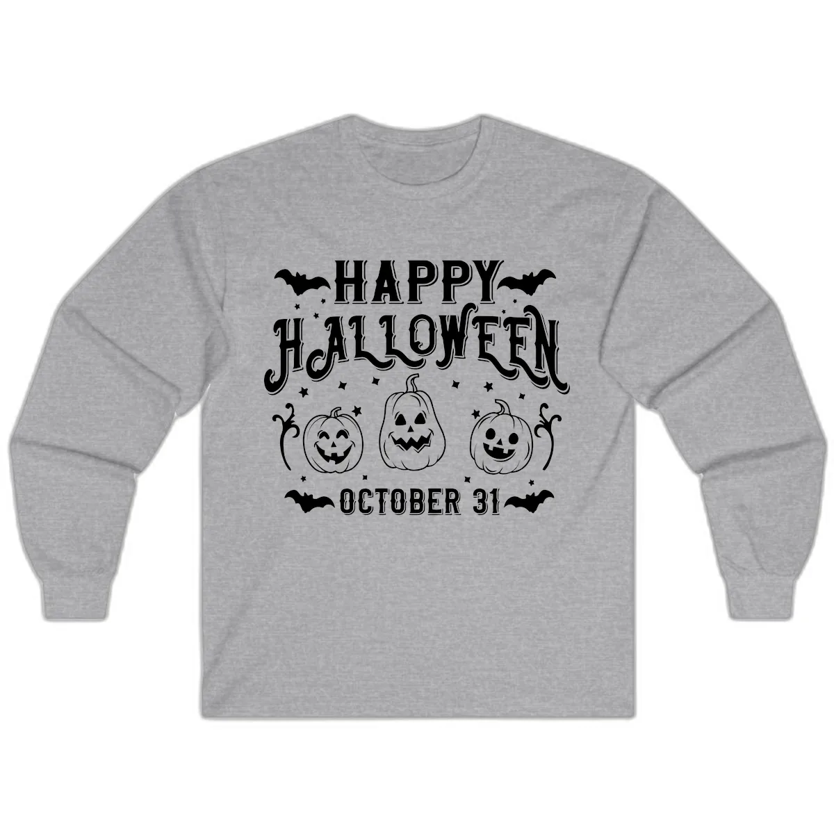 Happy Halloween Spooky Pumpkins Long Sleeve in Sport Grey