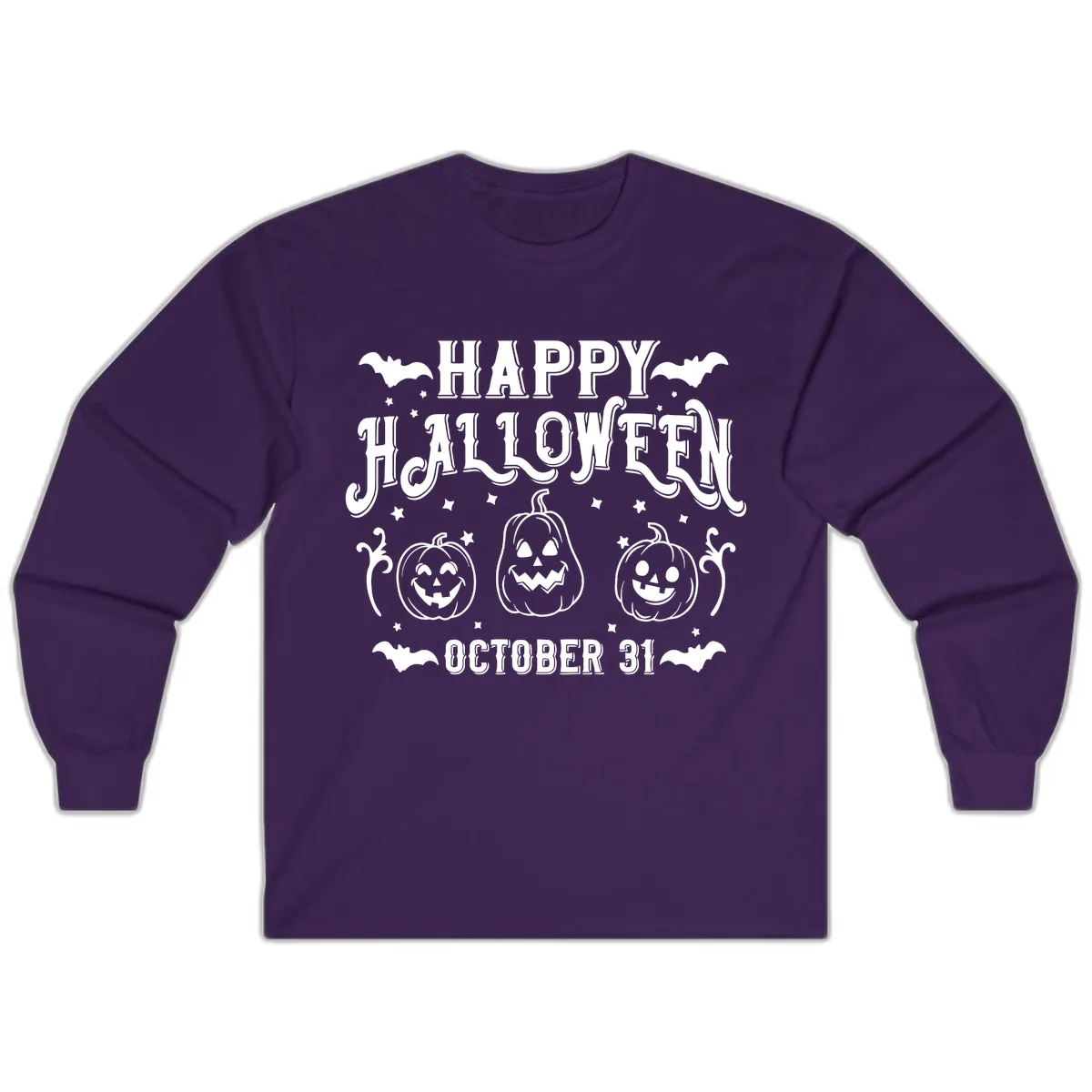 Happy Halloween Spooky Pumpkins Long Sleeve in Purple