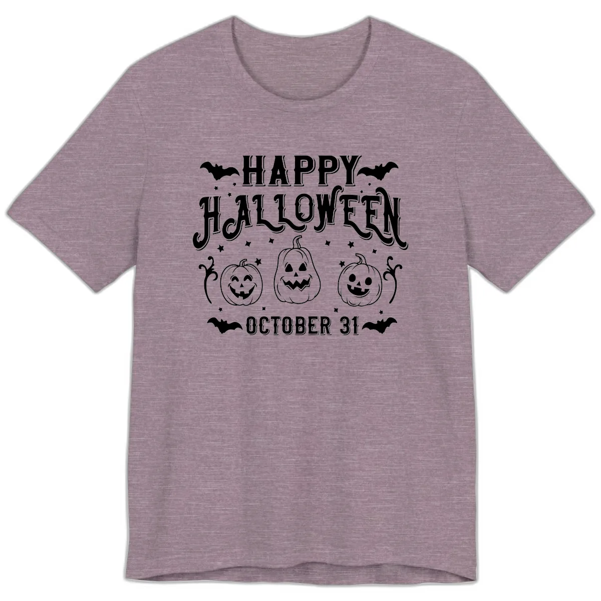 Happy Halloween Spooky Pumpkins Premium T-Shirt in Heather Purple