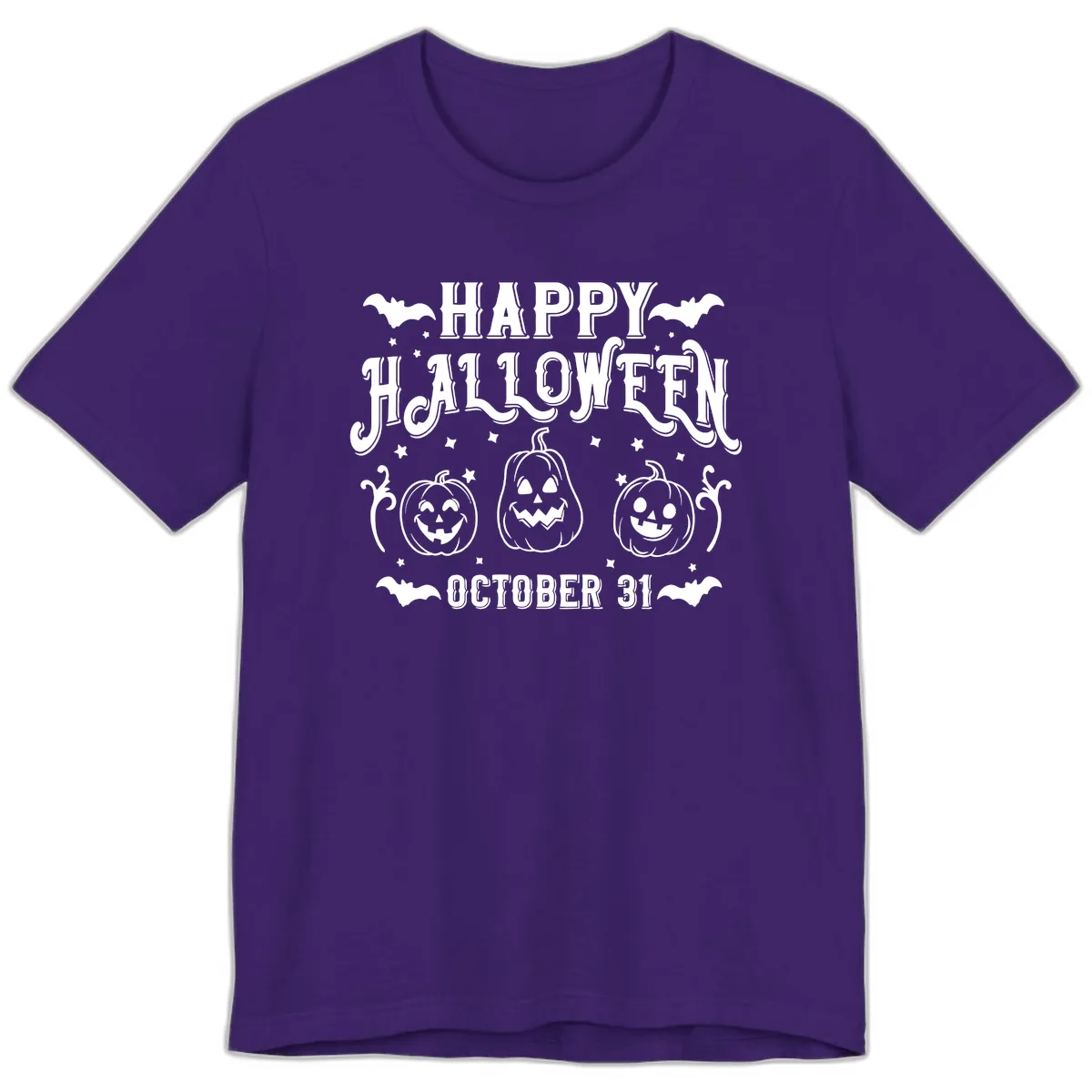 Happy Halloween Spooky Pumpkins Premium T-Shirt in Team Purple