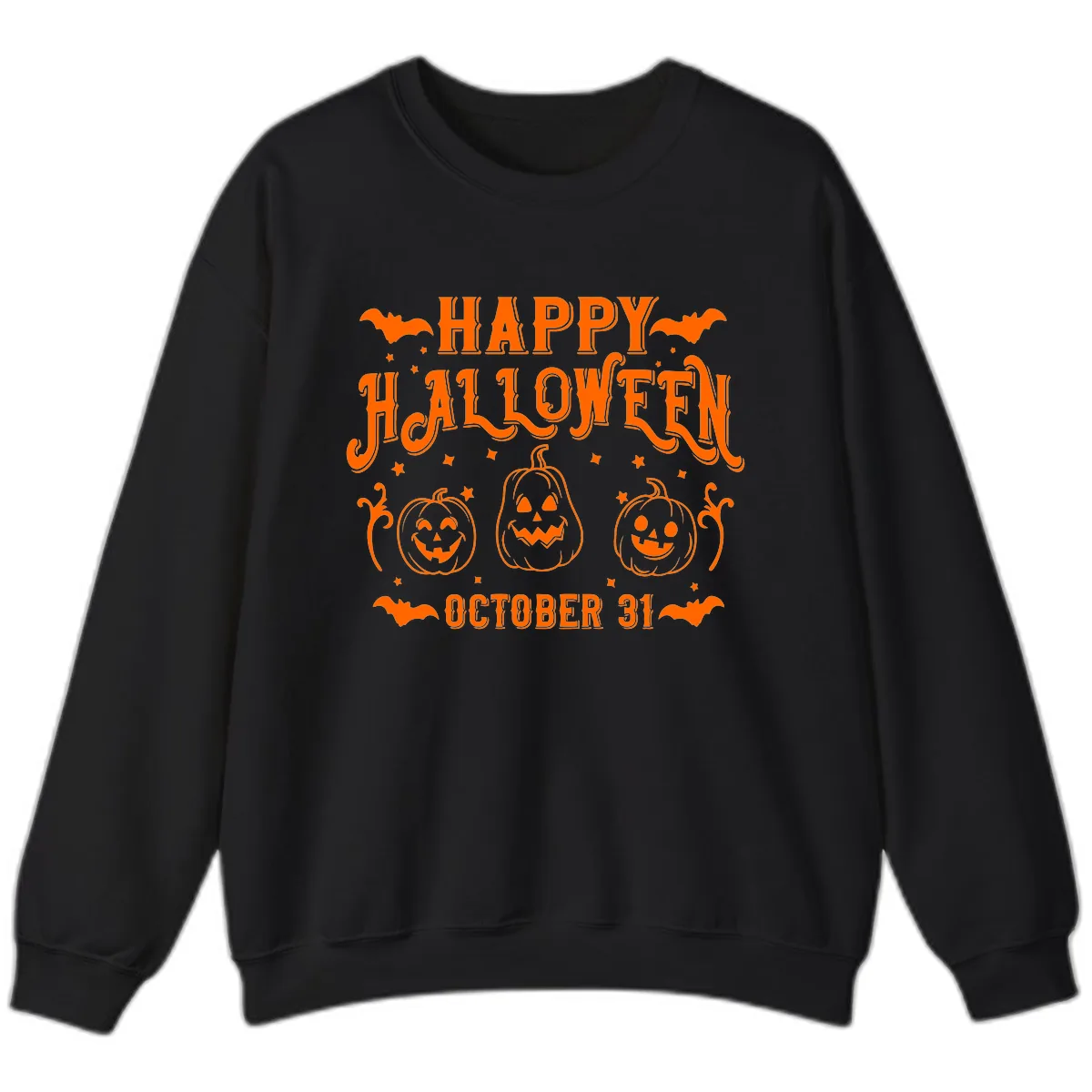 Happy Halloween Spooky Pumpkins Sweatshirt in Black