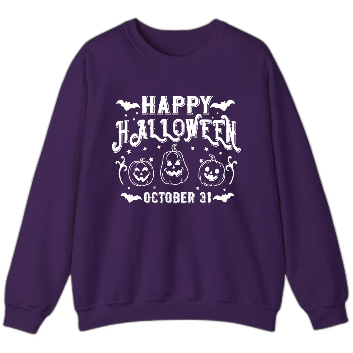 Happy Halloween Spooky Pumpkins Sweatshirt in Purple