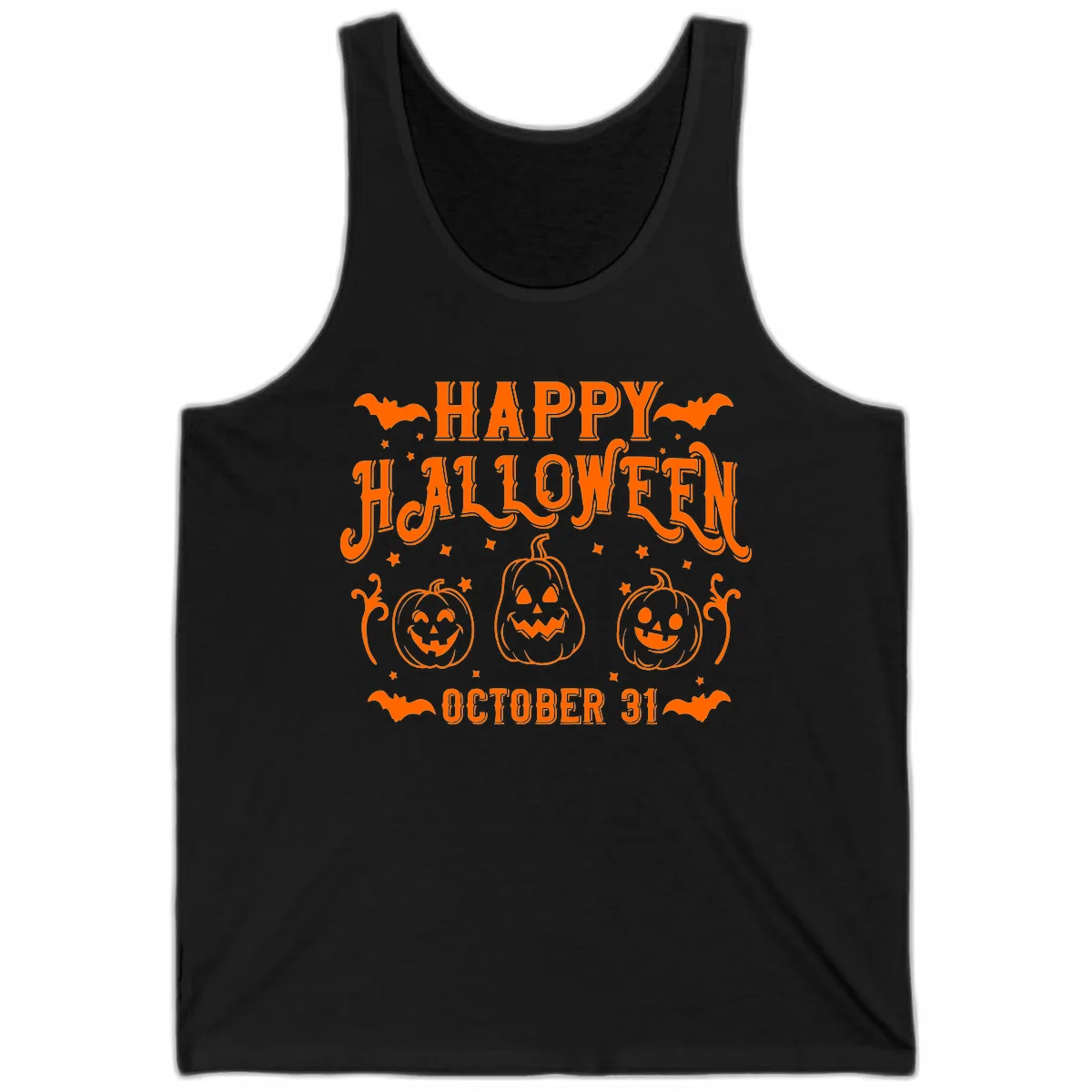 Happy Halloween Spooky Pumpkins Tank in Black