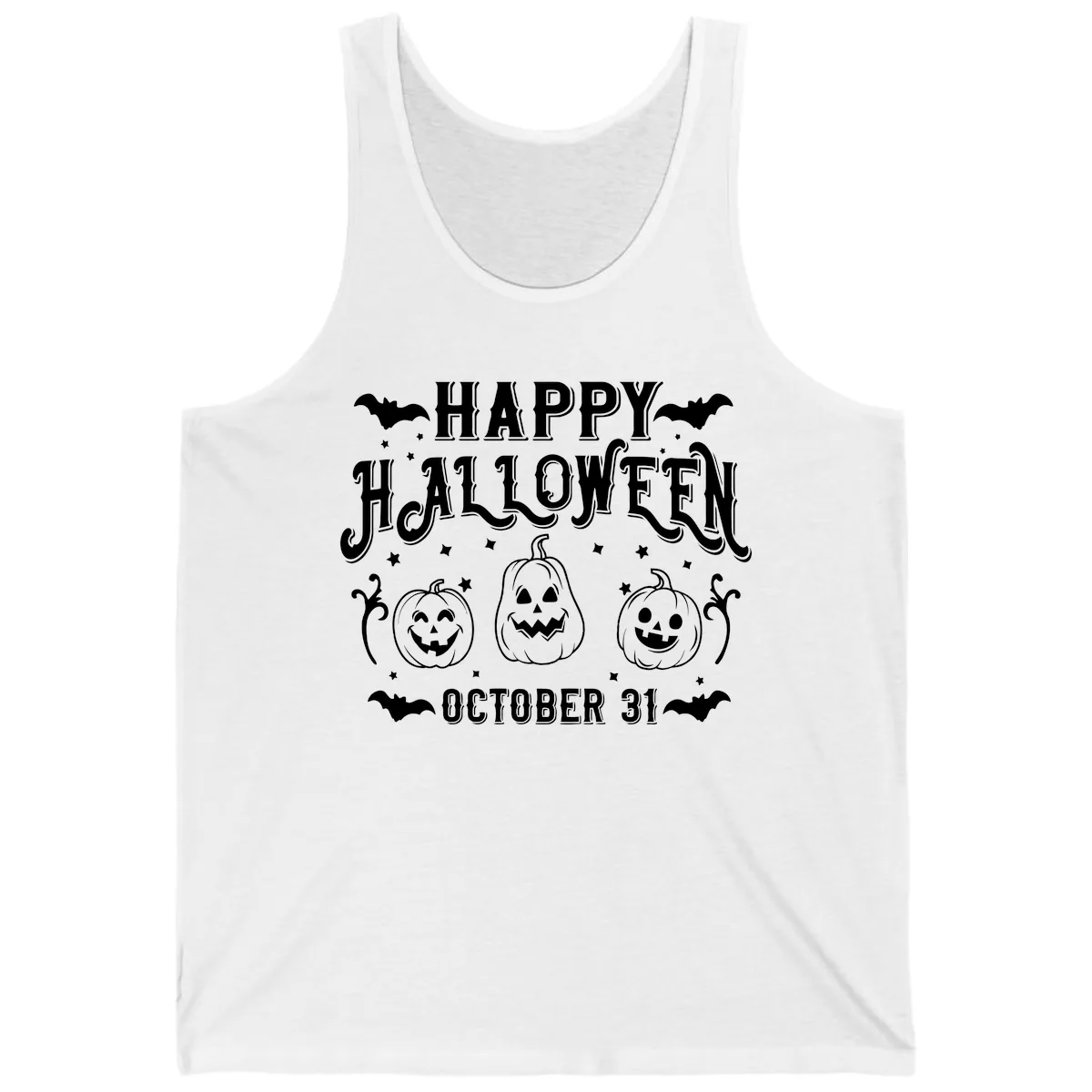 Happy Halloween Spooky Pumpkins Tank in White
