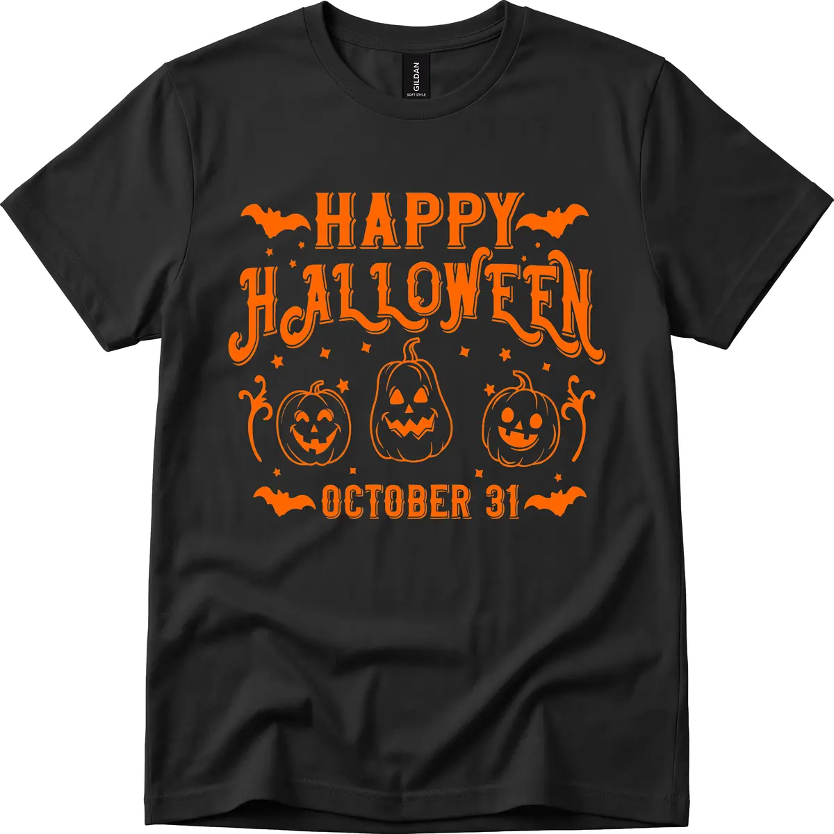 Happy Halloween Spooky Pumpkins T-Shirt in Black