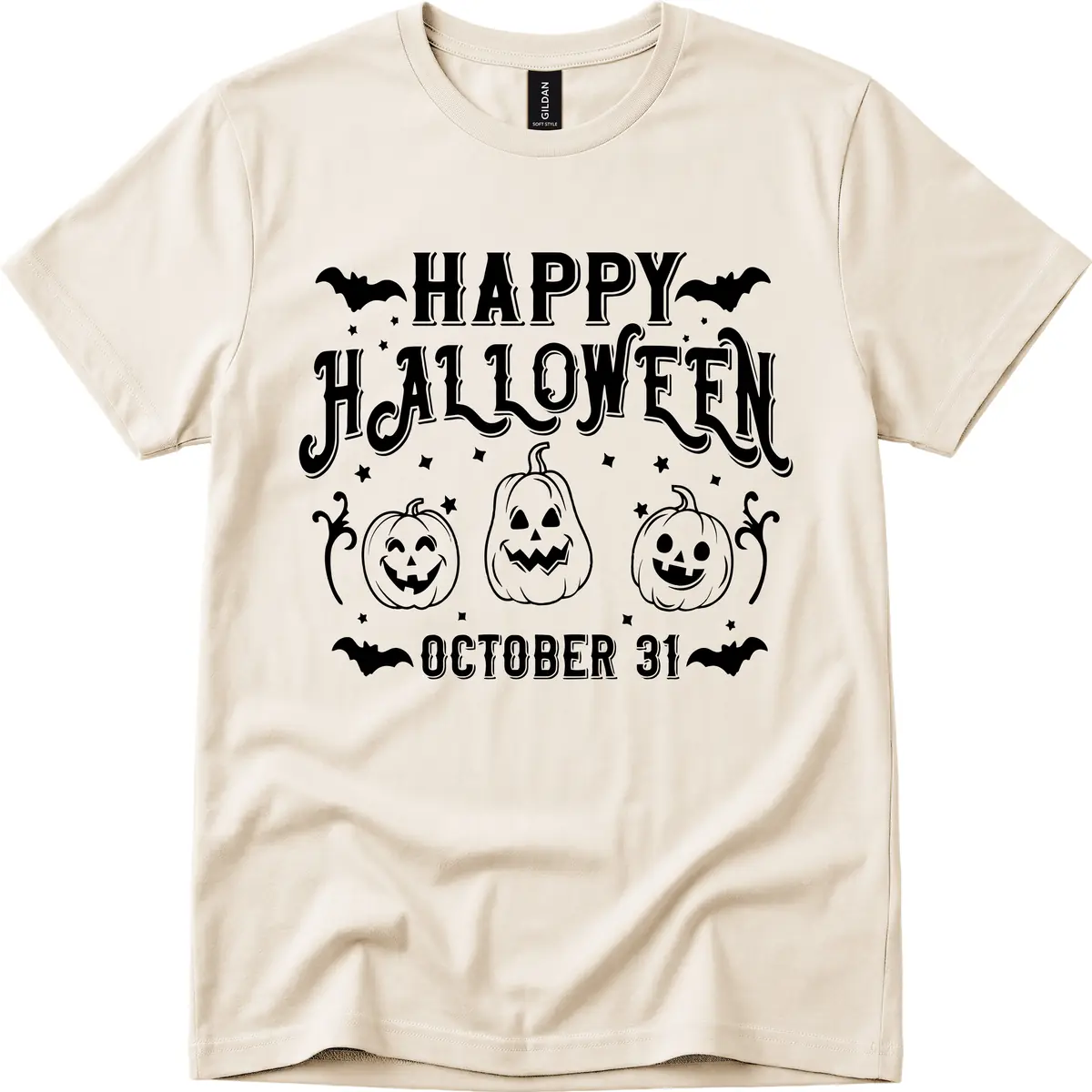 Happy Halloween Spooky Pumpkins T-Shirt in Natural