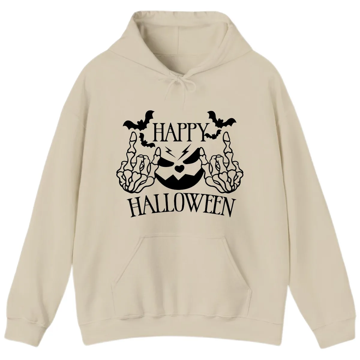 Spooky Skeleton Hands Halloween Hoodie in Sand