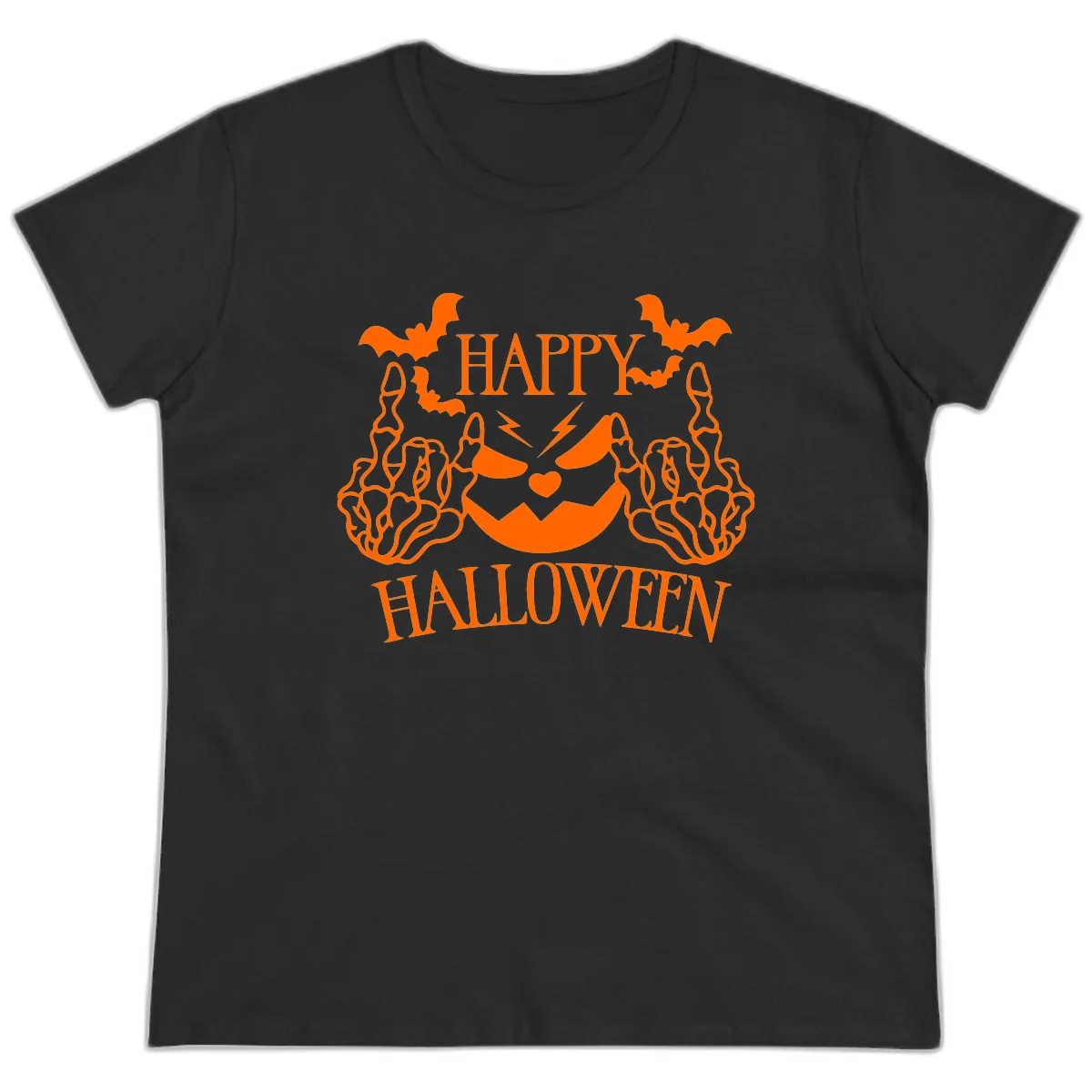 Spooky Skeleton Hands Halloween Ladies Tee in Black