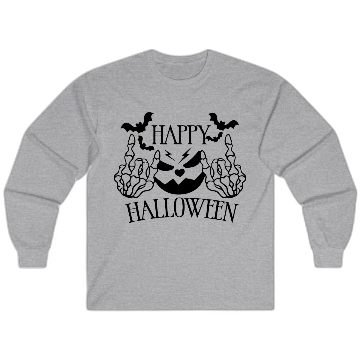 Spooky Skeleton Hands Halloween Long Sleeve in Sport Grey