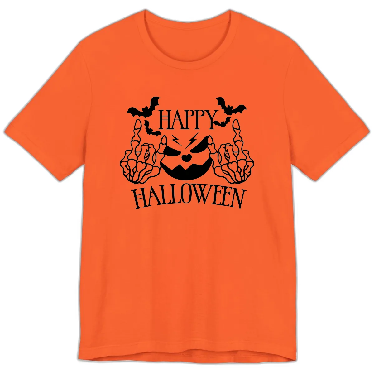 Spooky Skeleton Hands Halloween Premium T-Shirt in Orange