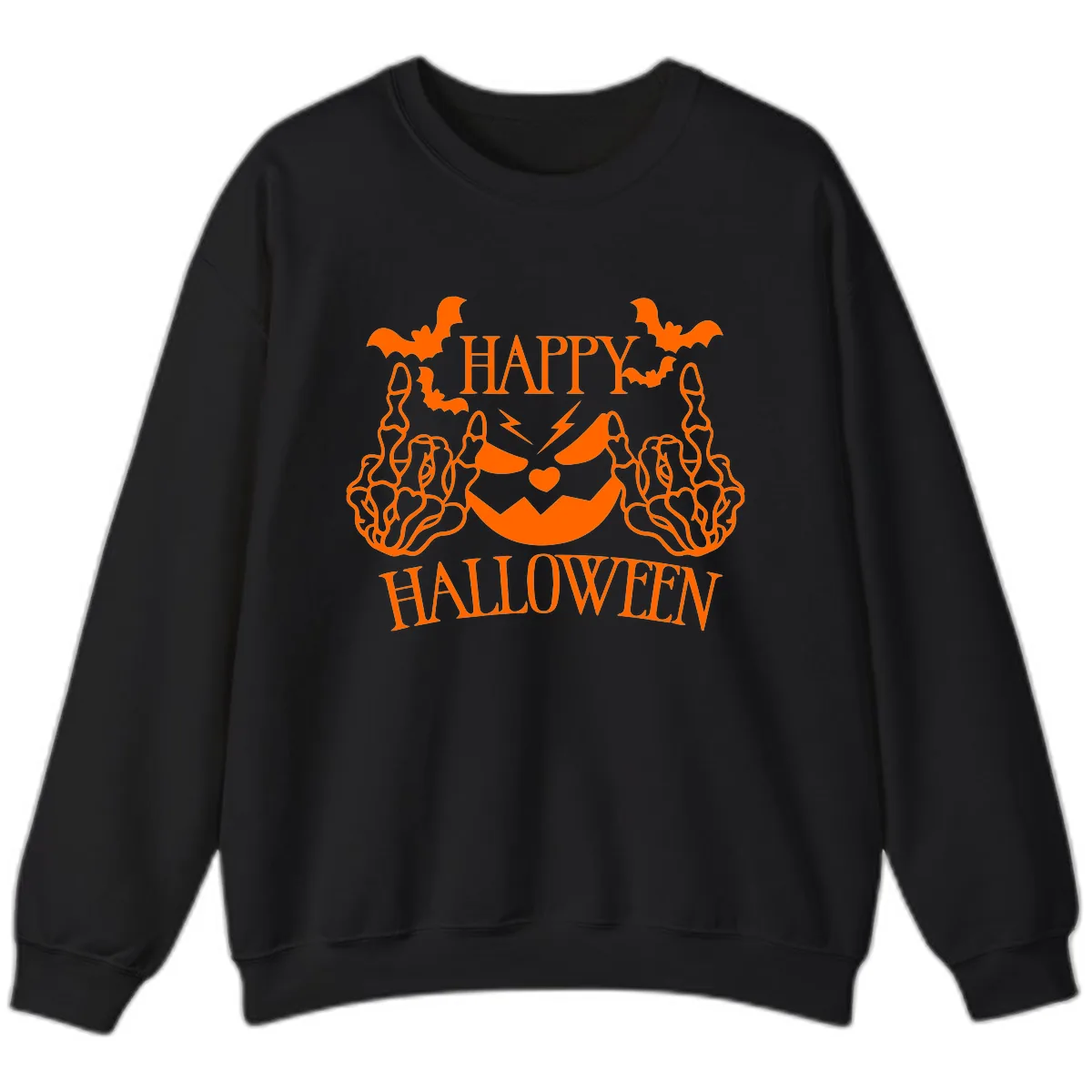 Spooky Skeleton Hands Halloween Sweatshirt in Black
