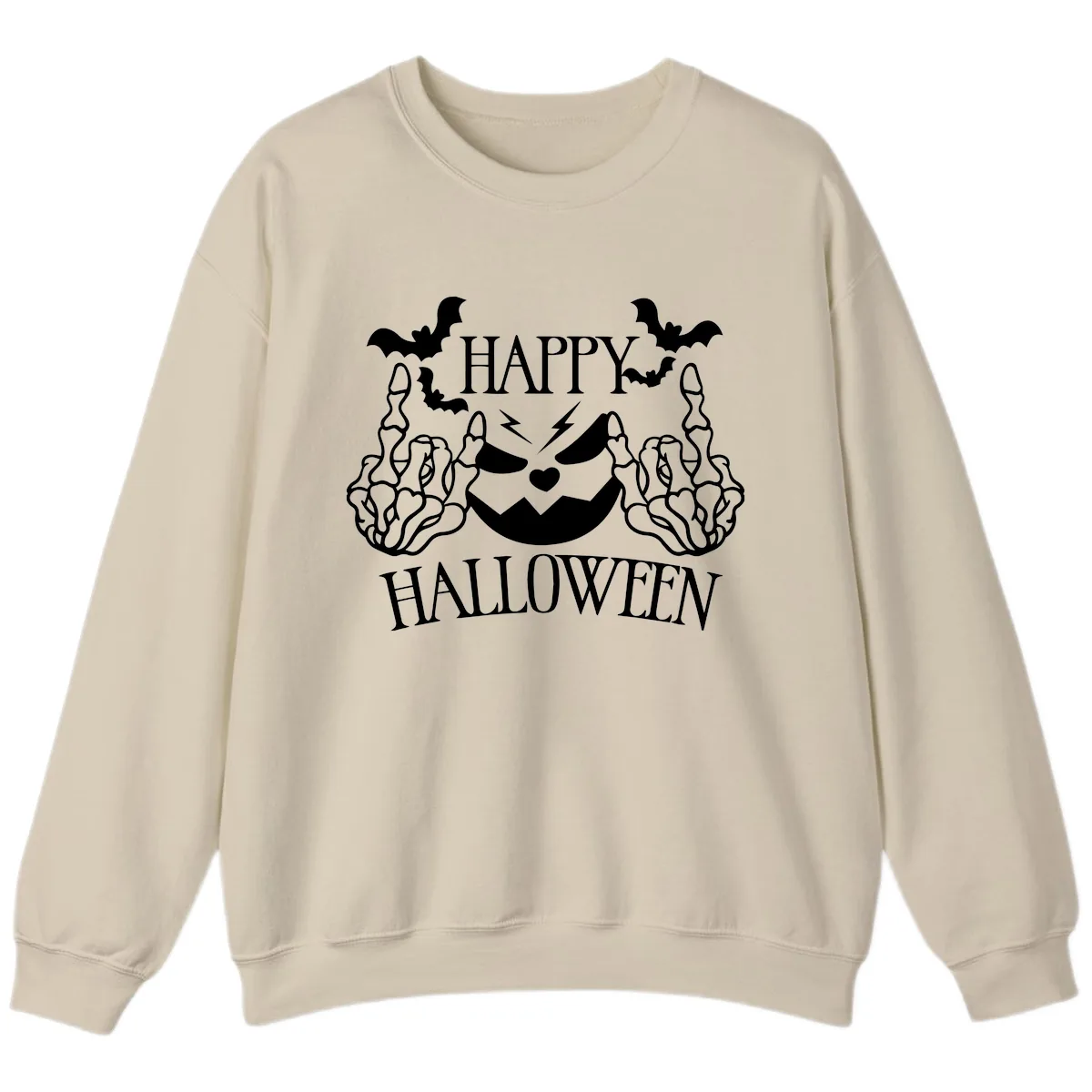 Spooky Skeleton Hands Halloween Sweatshirt in Sand