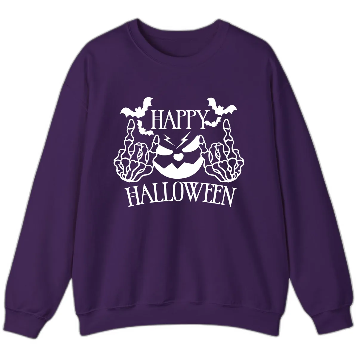 Spooky Skeleton Hands Halloween Sweatshirt in Purple