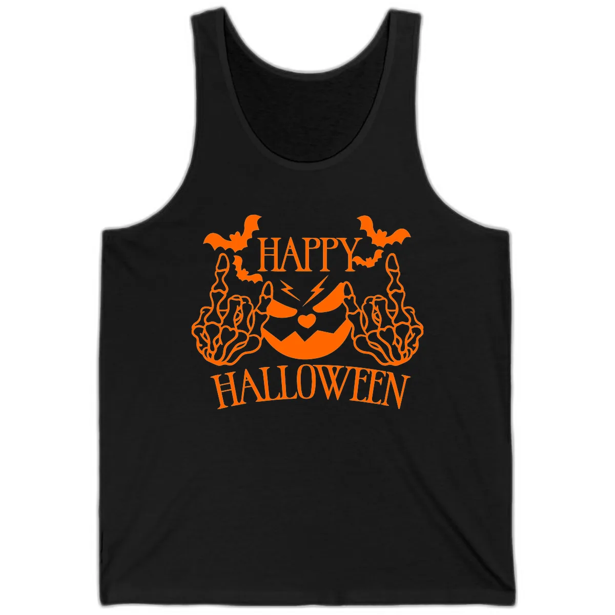 Spooky Skeleton Hands Halloween Tank in Black