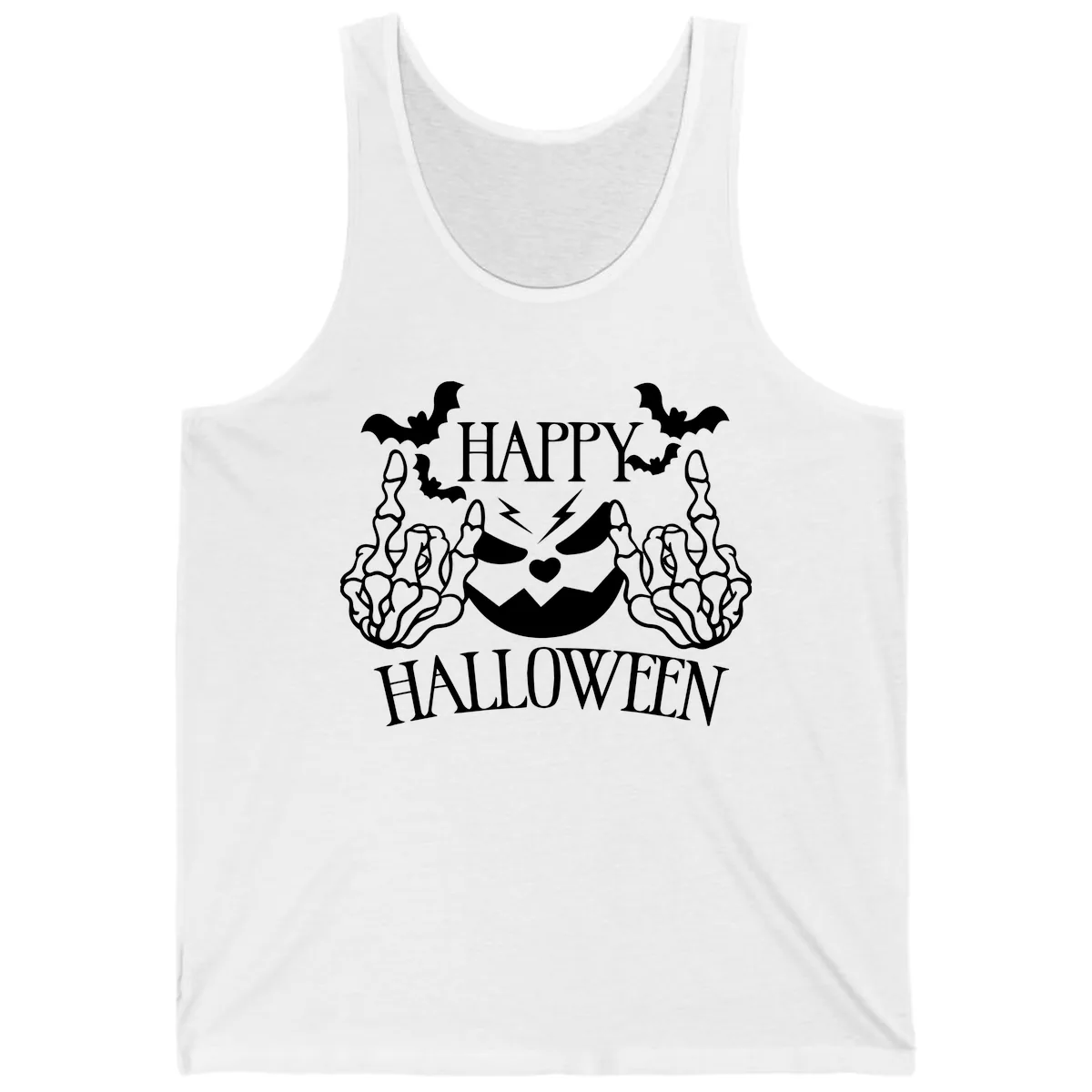 Spooky Skeleton Hands Halloween Tank in White