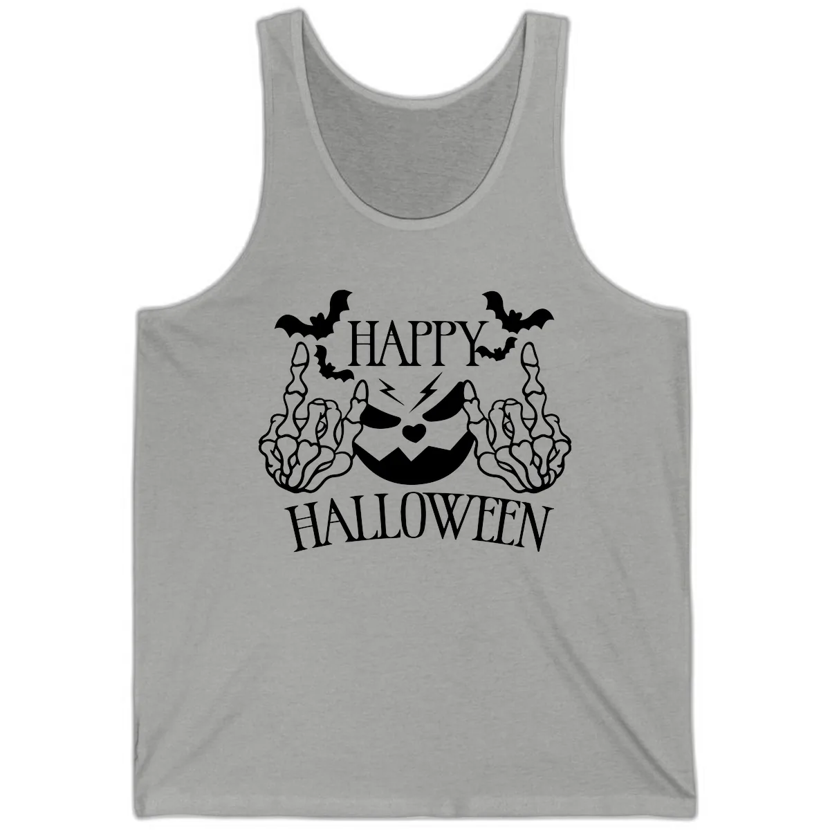 Spooky Skeleton Hands Halloween Tank in Athletic Heather