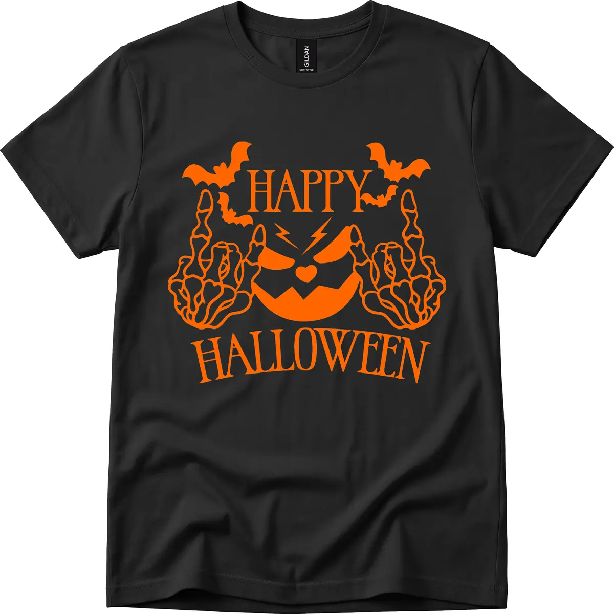 Spooky Skeleton Hands Halloween T-Shirt in Black