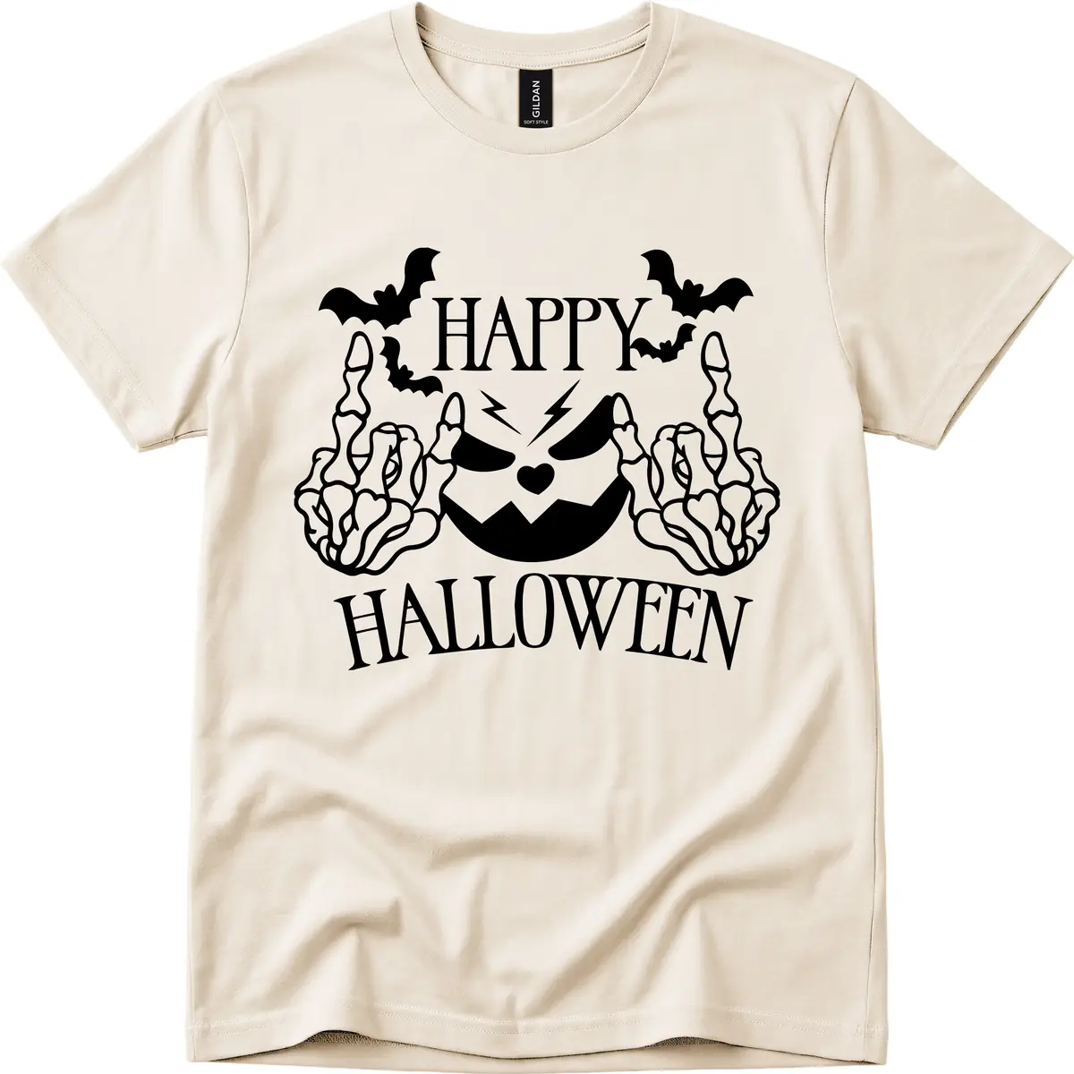 Spooky Skeleton Hands Halloween T-Shirt in Natural
