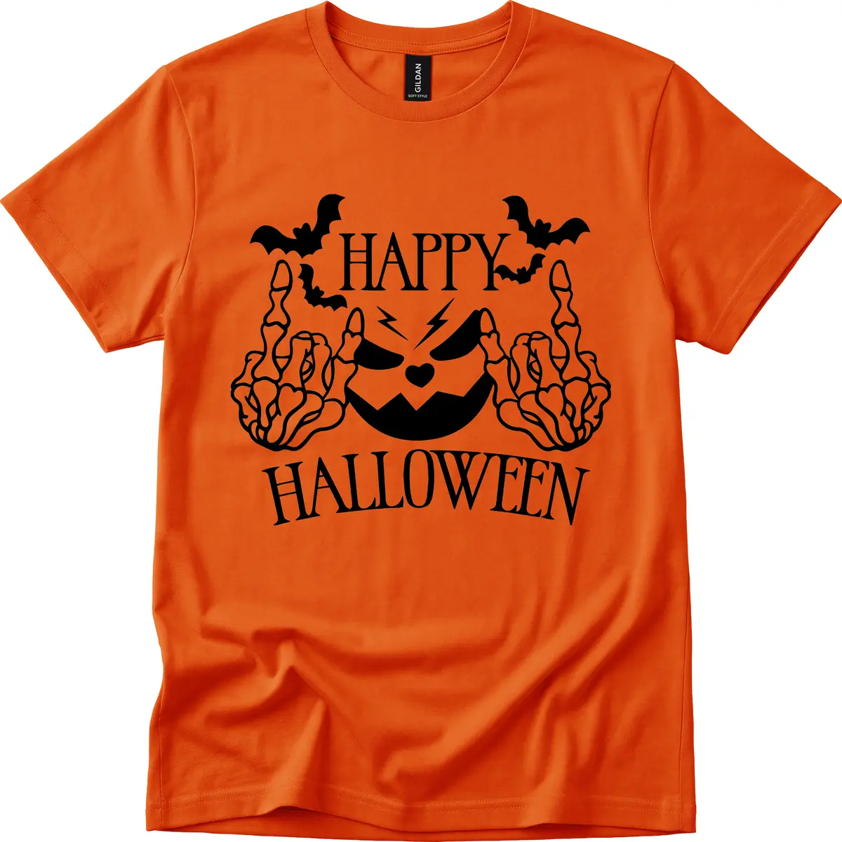 Spooky Skeleton Hands Halloween T-Shirt in Orange