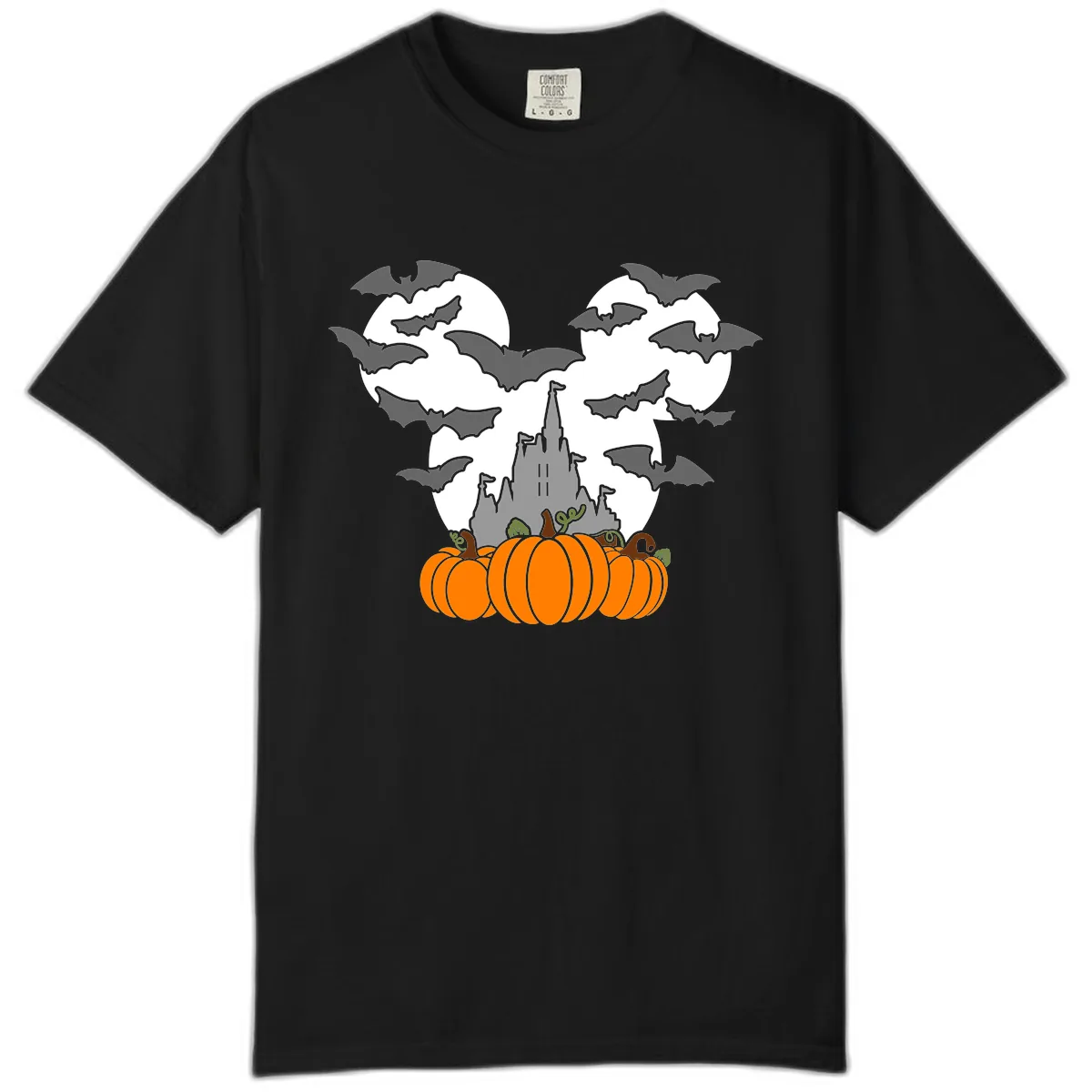 Spooky Haunted Castle Halloween Design Comfort Color in Black