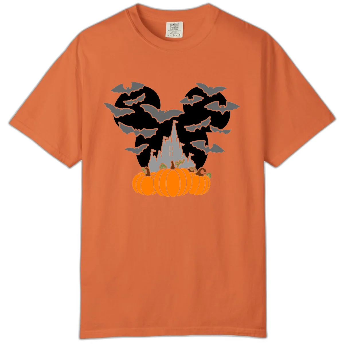 Spooky Haunted Castle Halloween Design Comfort Color in Burnt Orange