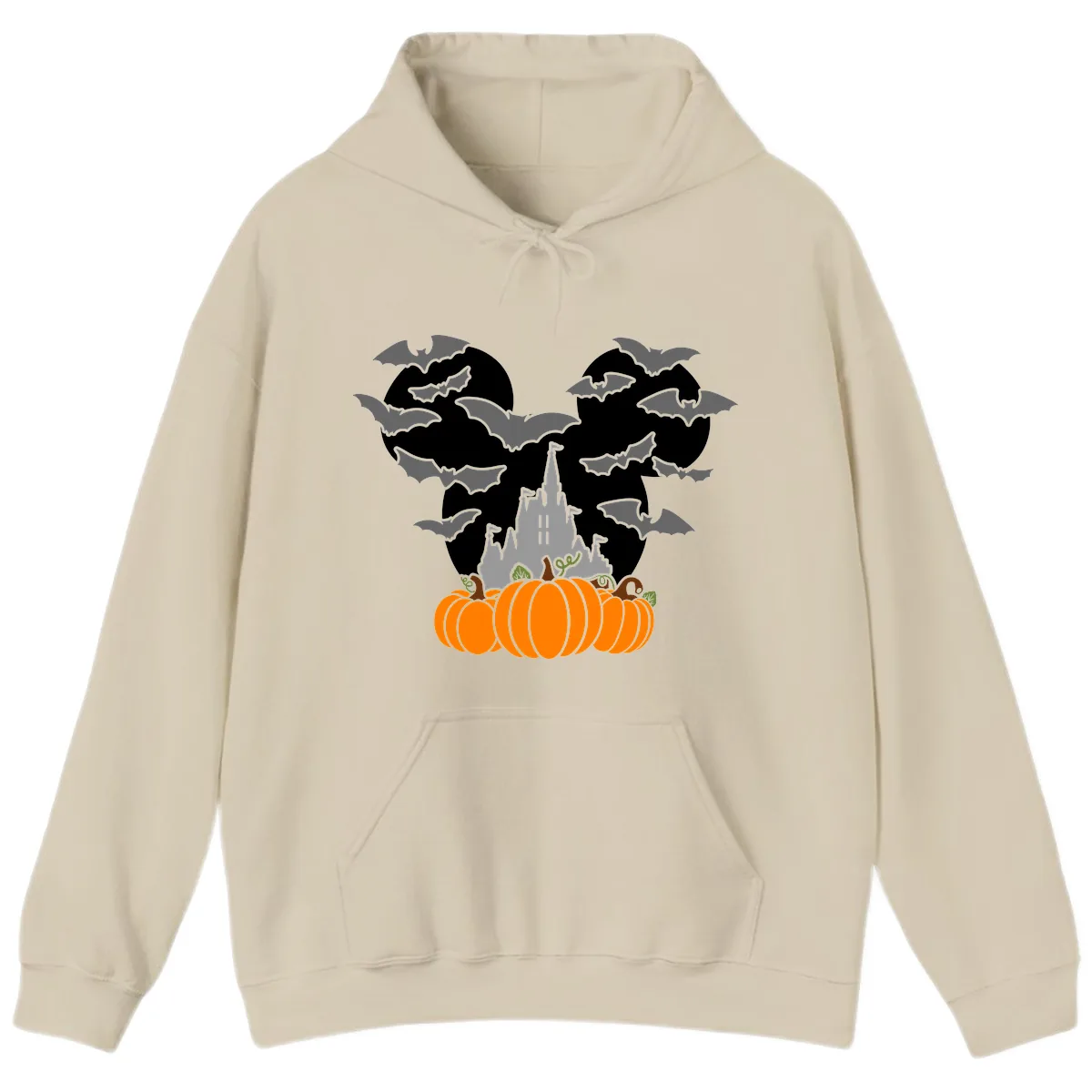 Spooky Haunted Castle Halloween Design Hoodie in Sand