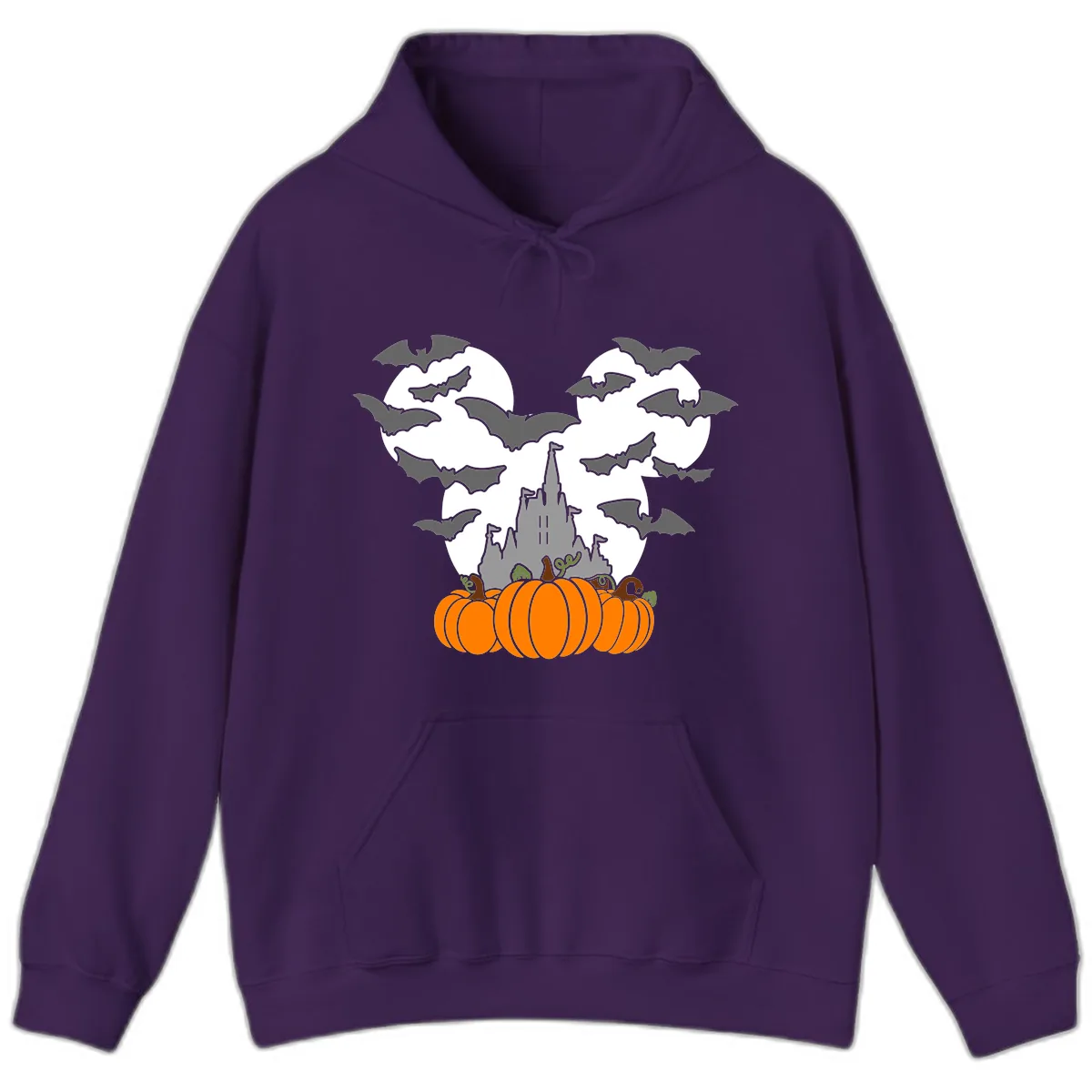 Spooky Haunted Castle Halloween Design Hoodie in Purple
