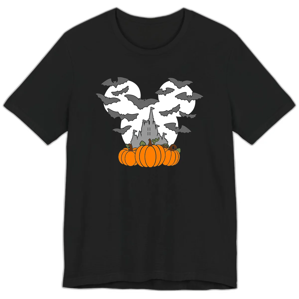 Spooky Haunted Castle Halloween Design Premium T-Shirt in Black