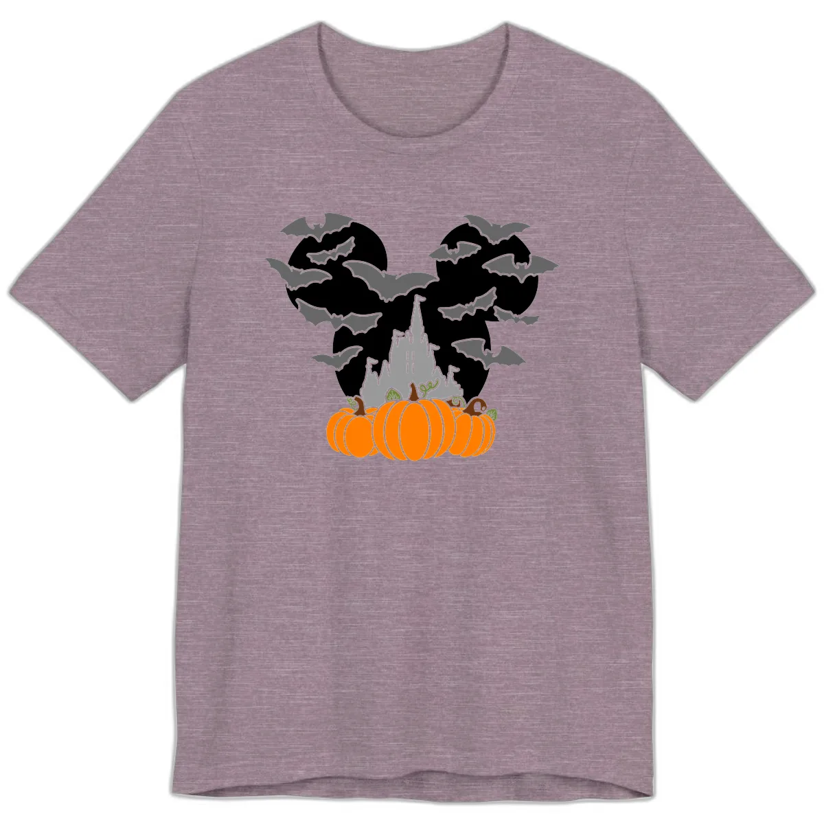 Spooky Haunted Castle Halloween Design Premium T-Shirt in Heather Purple
