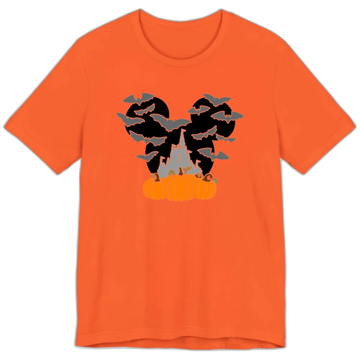 Spooky Haunted Castle Halloween Design Premium T-Shirt in Orange
