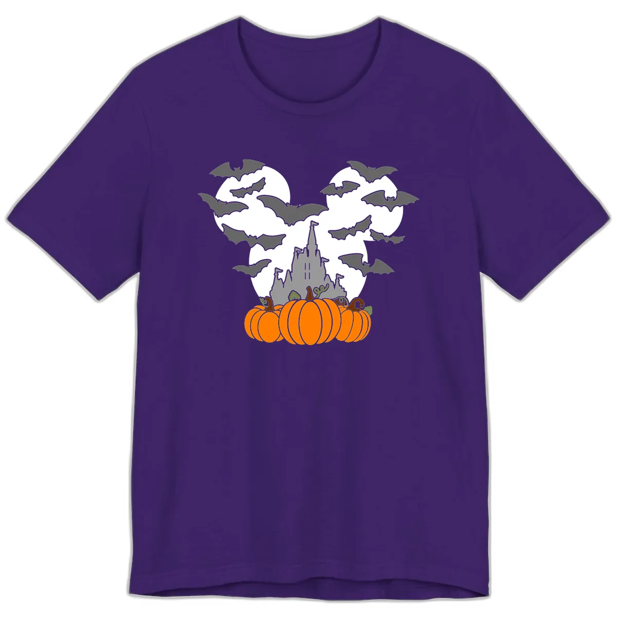 Spooky Haunted Castle Halloween Design Premium T-Shirt in Team Purple