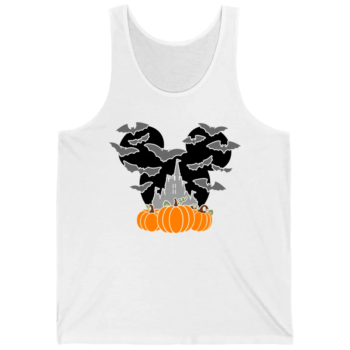 Spooky Haunted Castle Halloween Design Tank in White