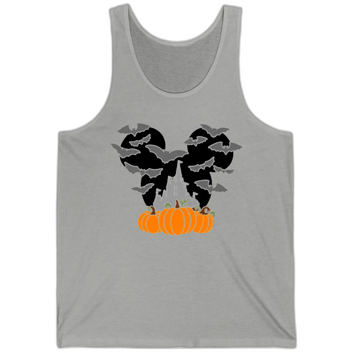 Spooky Haunted Castle Halloween Design Tank in Athletic Heather