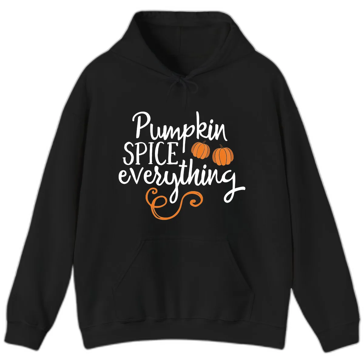 Pumpkin Spice Everything Typography Design Hoodie in Black