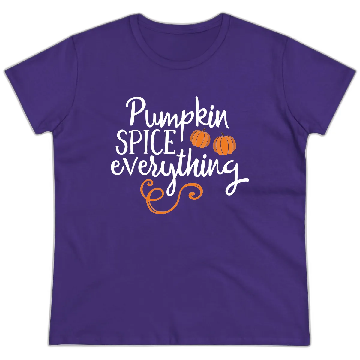 Pumpkin Spice Everything Typography Design Ladies Tee in Purple
