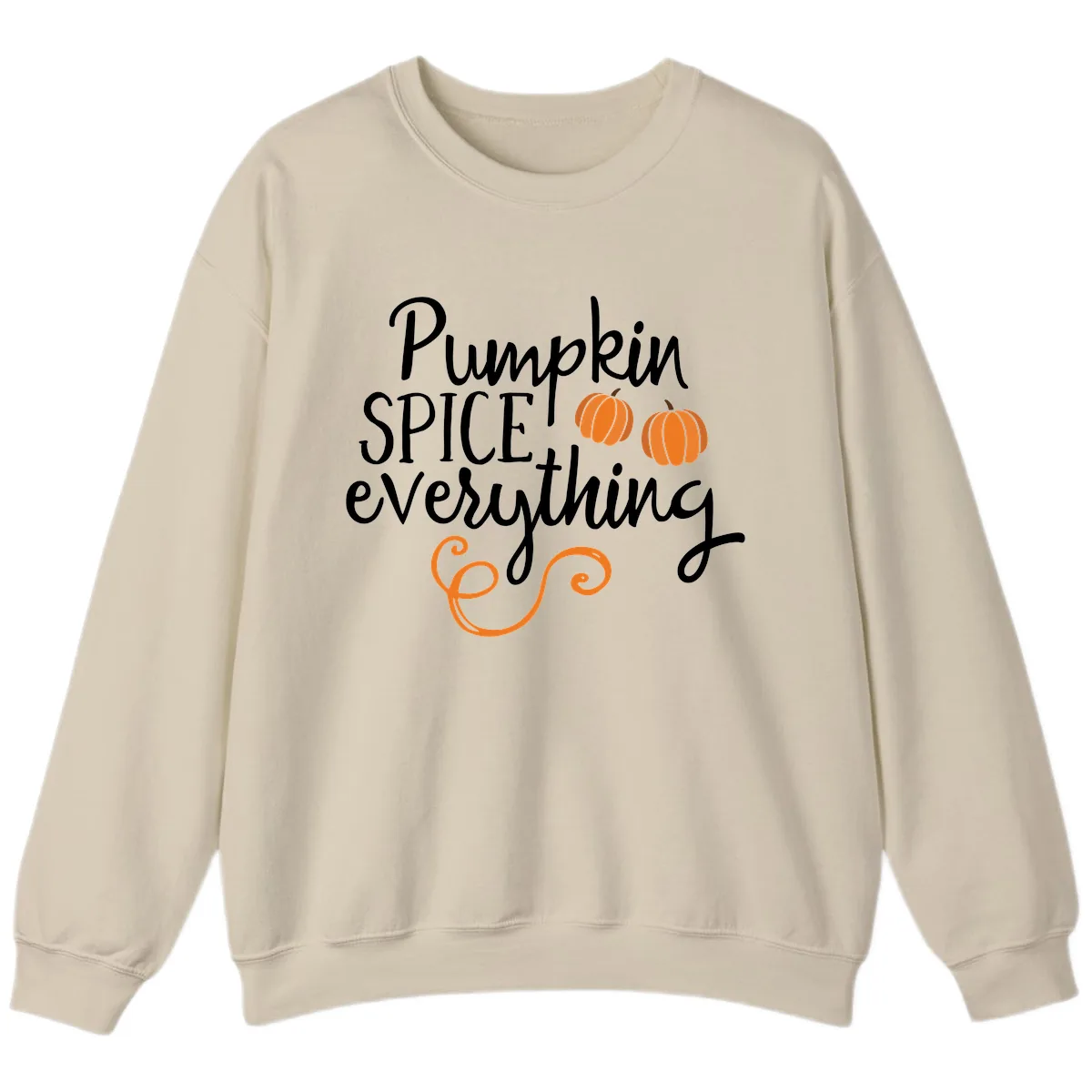 Pumpkin Spice Everything Typography Design Sweatshirt in Sand