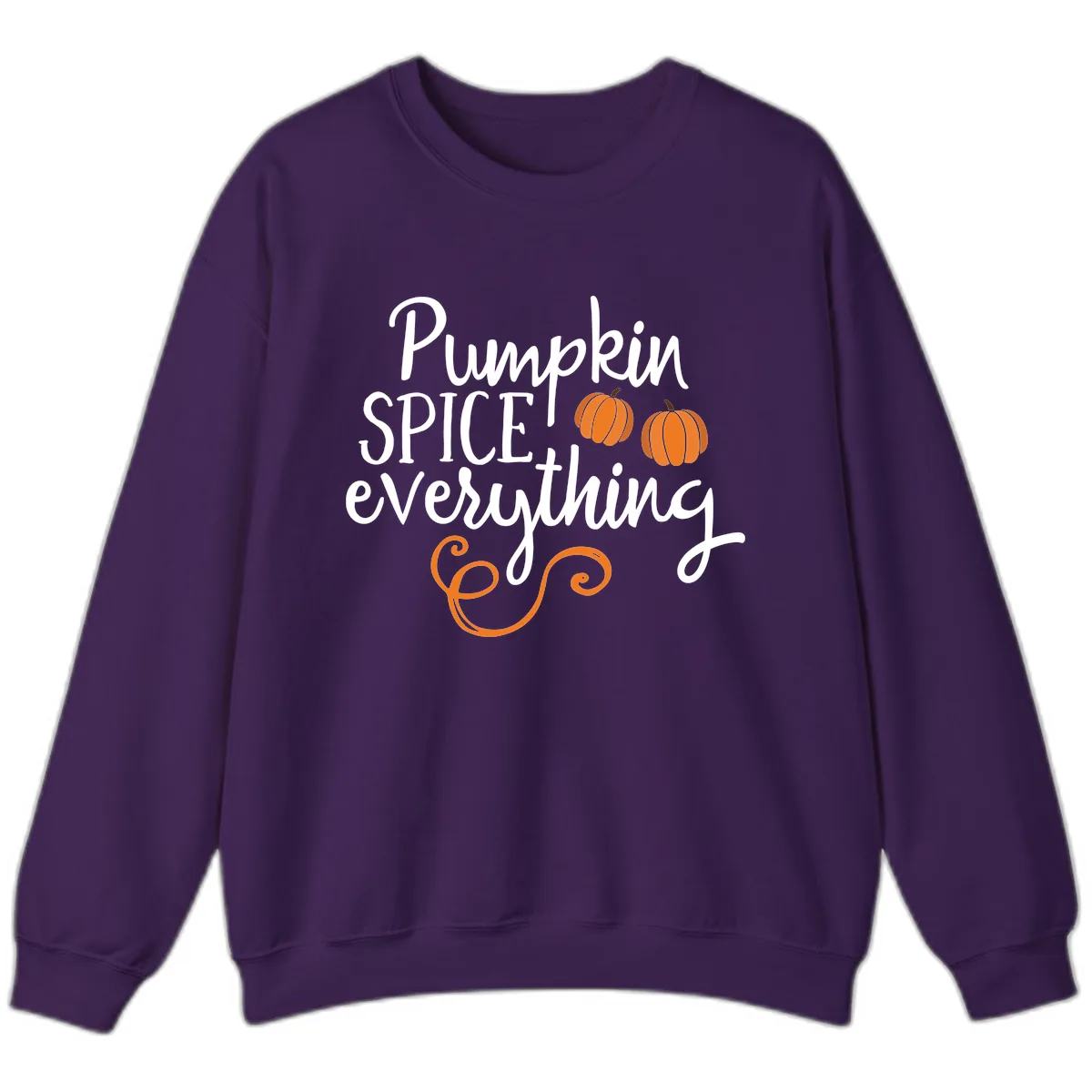 Pumpkin Spice Everything Typography Design Sweatshirt in Purple