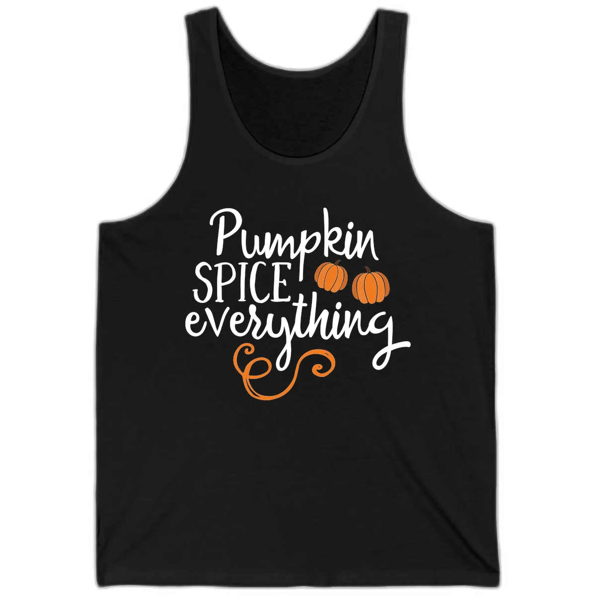 Pumpkin Spice Everything Typography Design Tank in Black